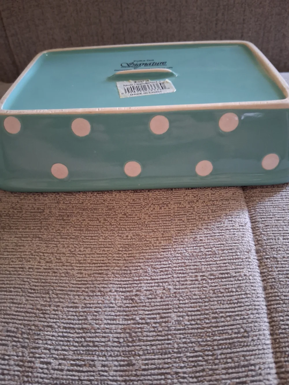 Polka Dot & Teal Ceramic Baking Dish 10x6x2 Small
